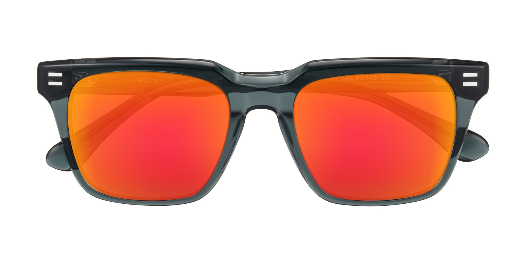 Folded Front of Bliss in Dark Gray with Red Gold Mirrored Lenses