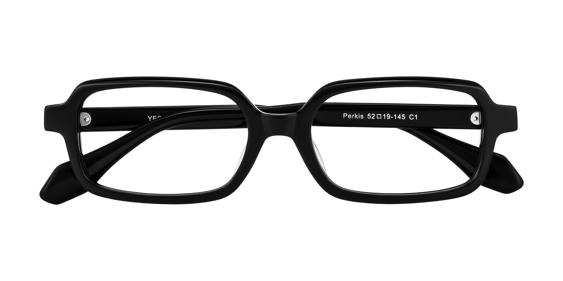 Folded Front of Perkis in Black with Clear Eyeglass Lenses