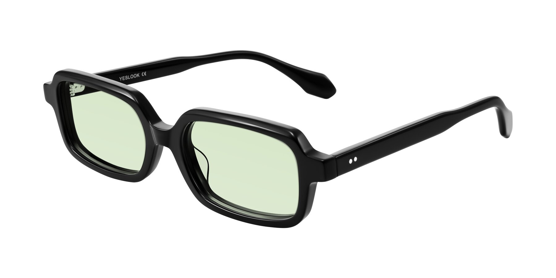 Angle of Perkis in Black with Light Green Tinted Lenses