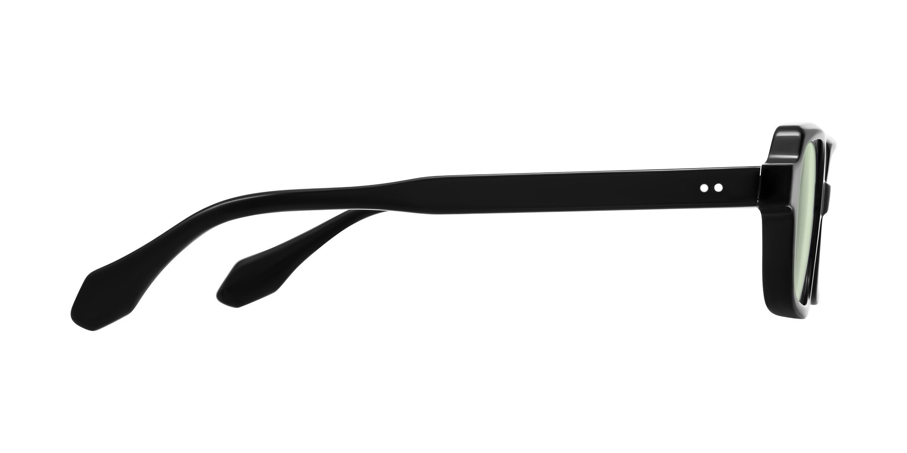Side of Perkis in Black with Light Green Tinted Lenses