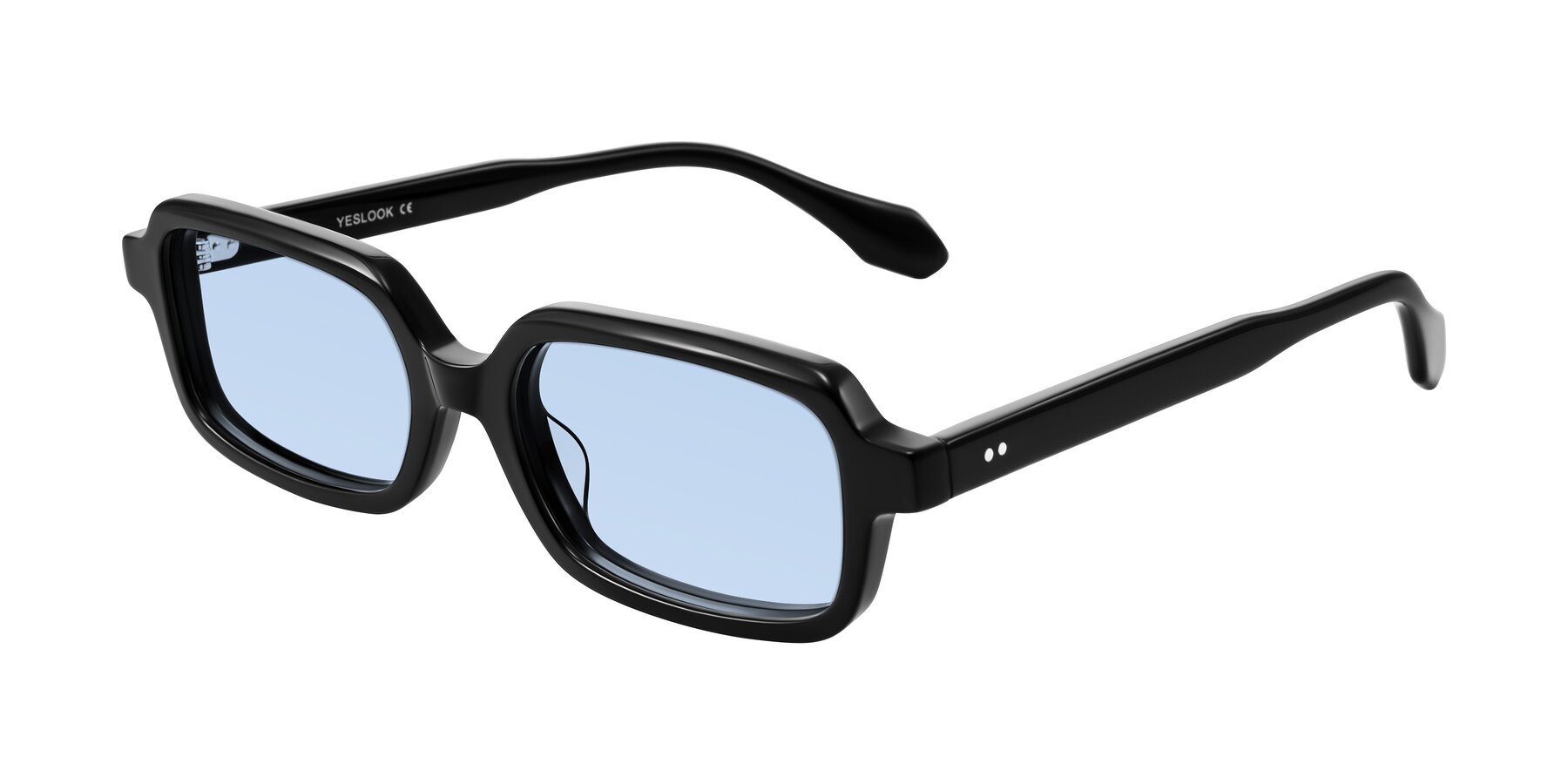 Angle of Perkis in Black with Light Blue Tinted Lenses