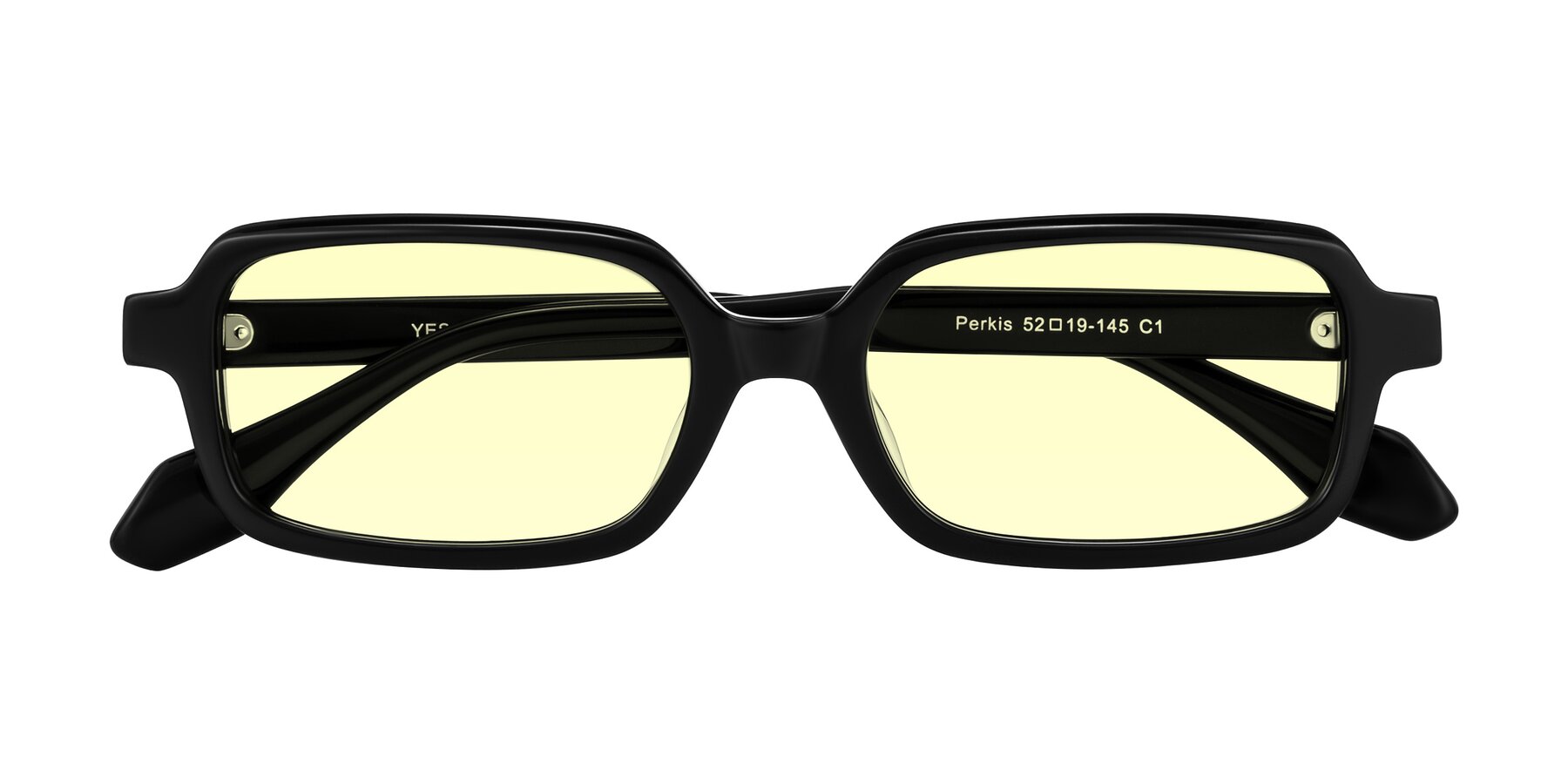 Folded Front of Perkis in Black with Light Yellow Tinted Lenses