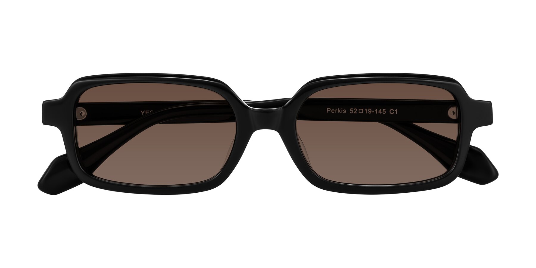 Folded Front of Perkis in Black with Brown Tinted Lenses