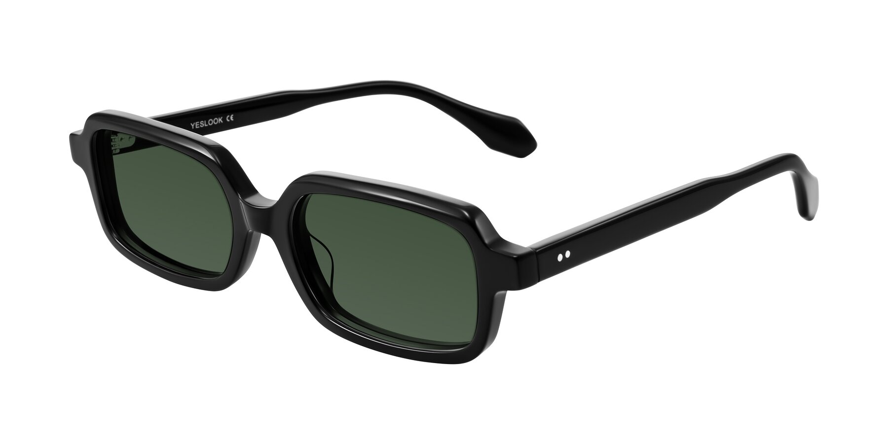 Angle of Perkis in Black with Green Tinted Lenses