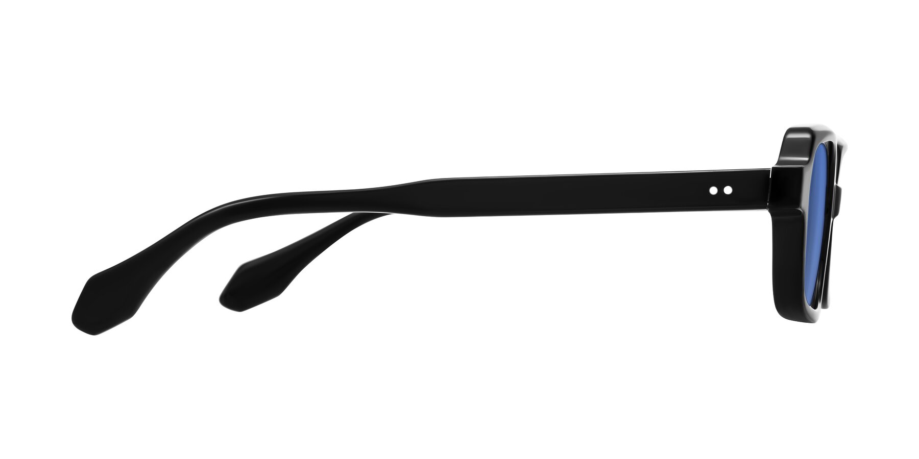 Side of Perkis in Black with Blue Tinted Lenses