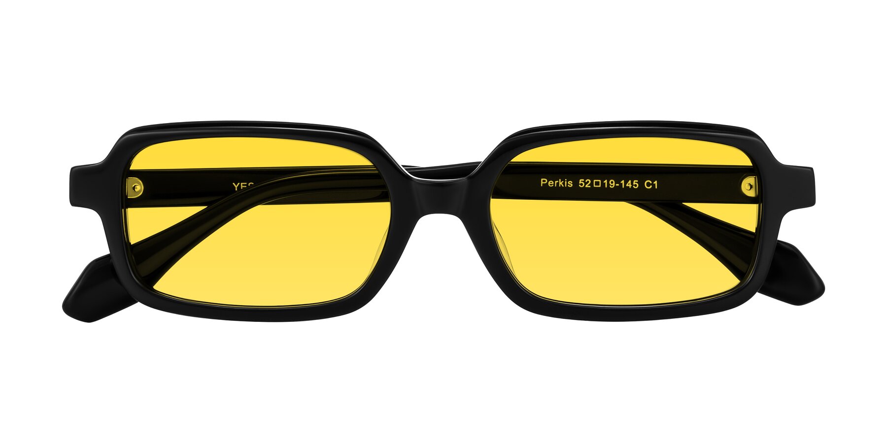 Folded Front of Perkis in Black with Yellow Tinted Lenses