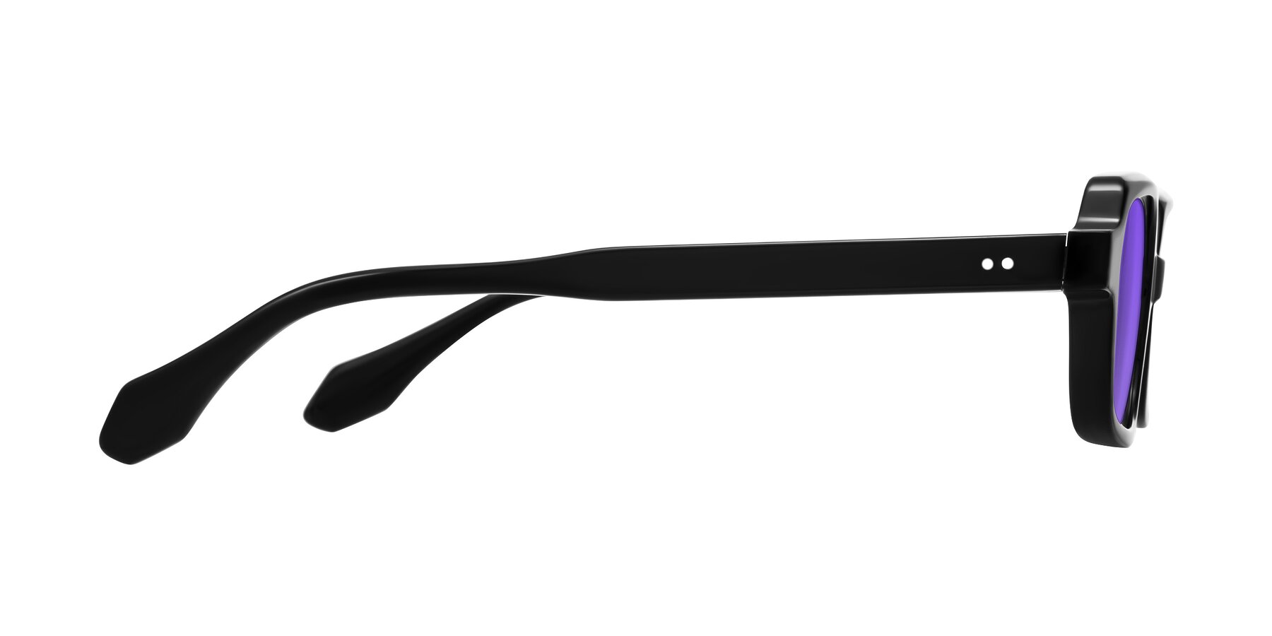 Side of Perkis in Black with Purple Tinted Lenses