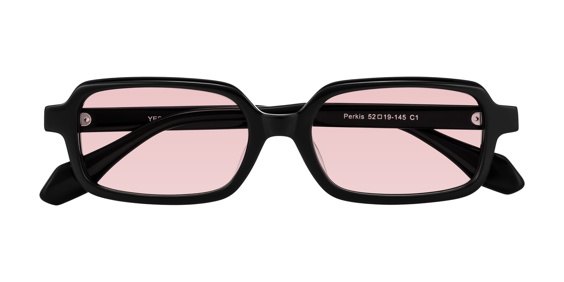 Folded Front of Perkis in Black with Light Garnet Tinted Lenses