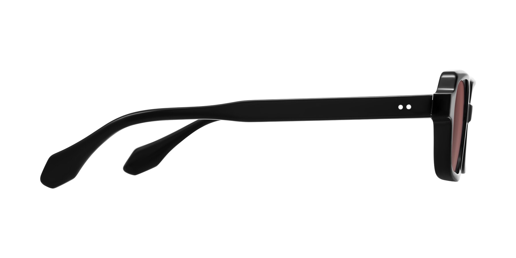 Side of Perkis in Black with Garnet Tinted Lenses