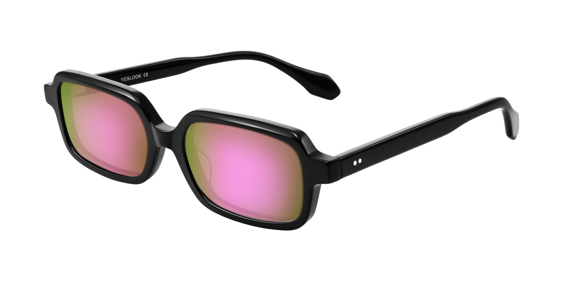 Angle of Perkis in Black with Pink Mirrored Lenses