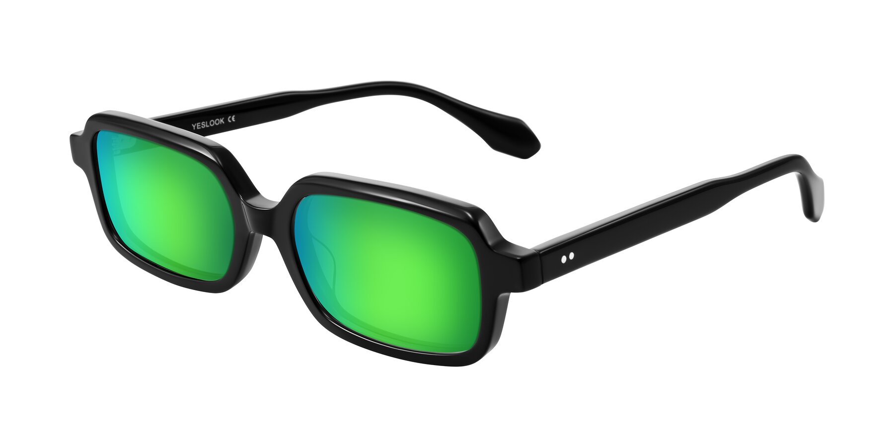 Angle of Perkis in Black with Green Mirrored Lenses