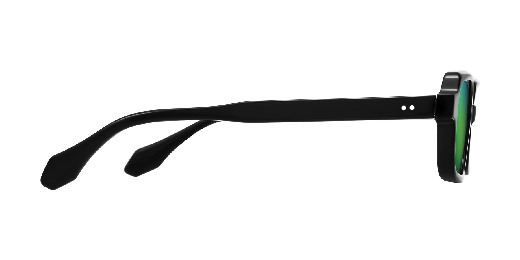 Side of Perkis in Black with Green Mirrored Lenses