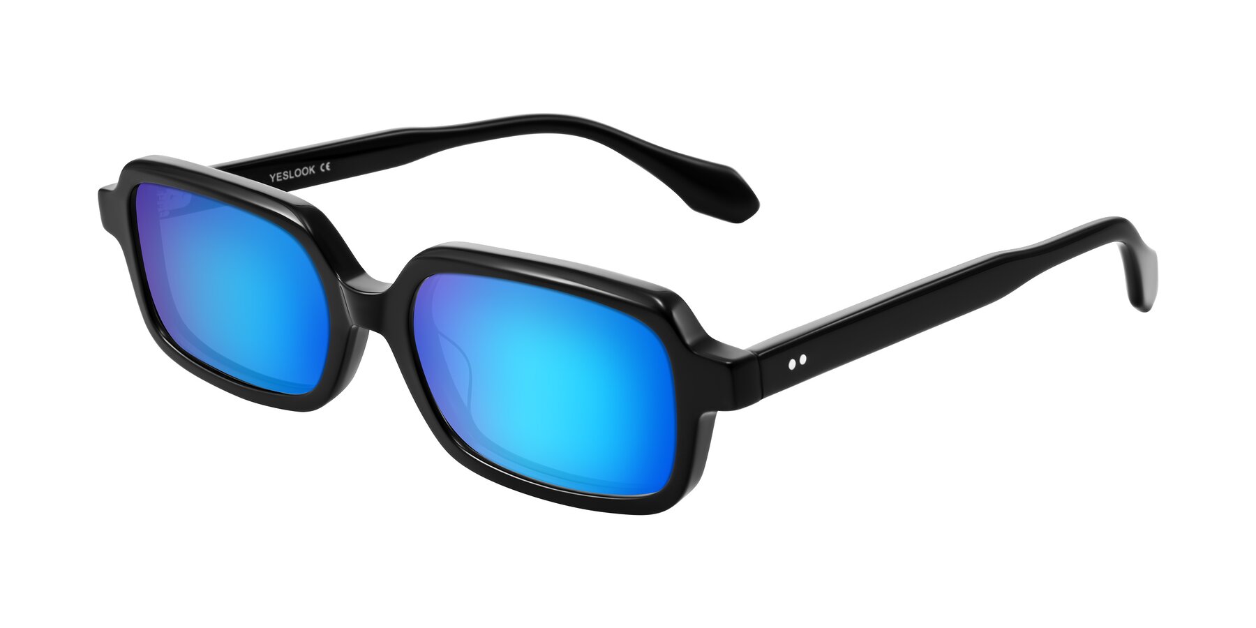 Angle of Perkis in Black with Blue Mirrored Lenses