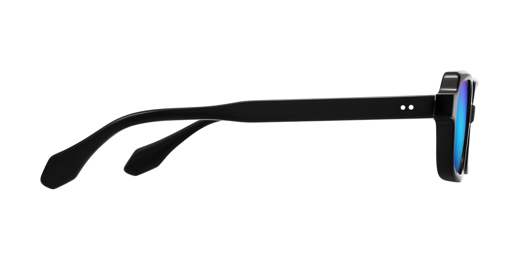 Side of Perkis in Black with Blue Mirrored Lenses