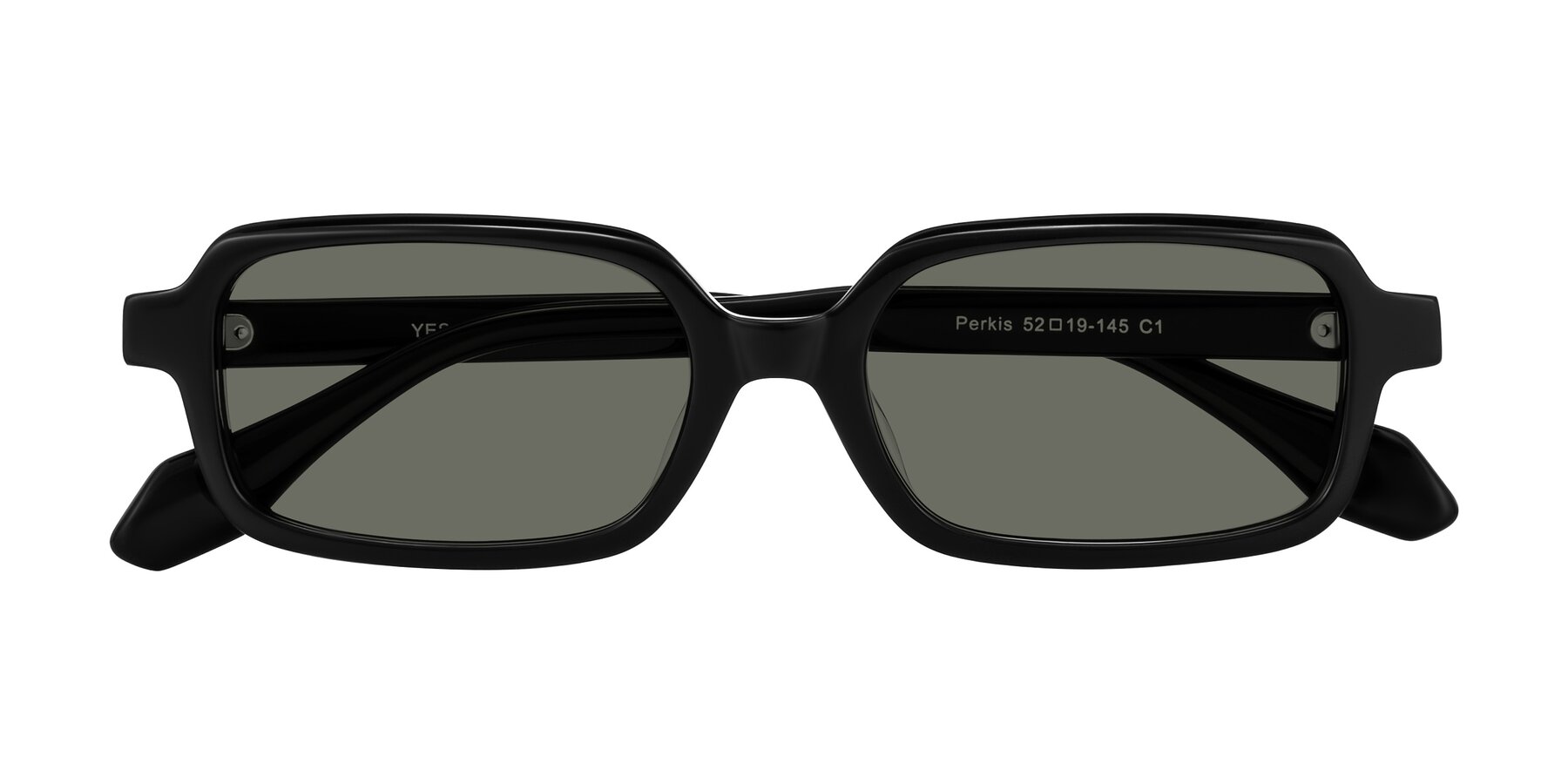Folded Front of Perkis in Black with Gray Polarized Lenses