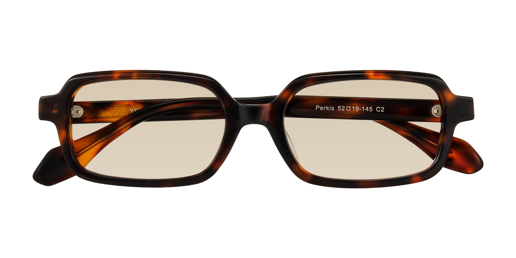 Folded Front of Perkis in Tortoise with Light Brown Tinted Lenses