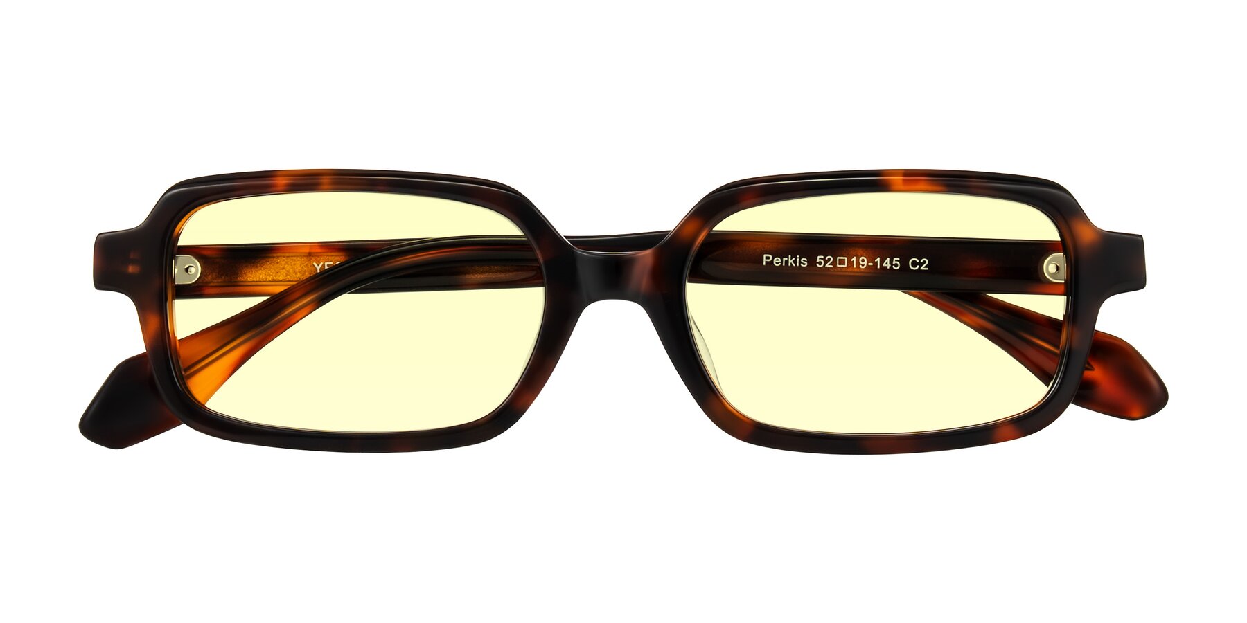 Folded Front of Perkis in Tortoise with Light Yellow Tinted Lenses