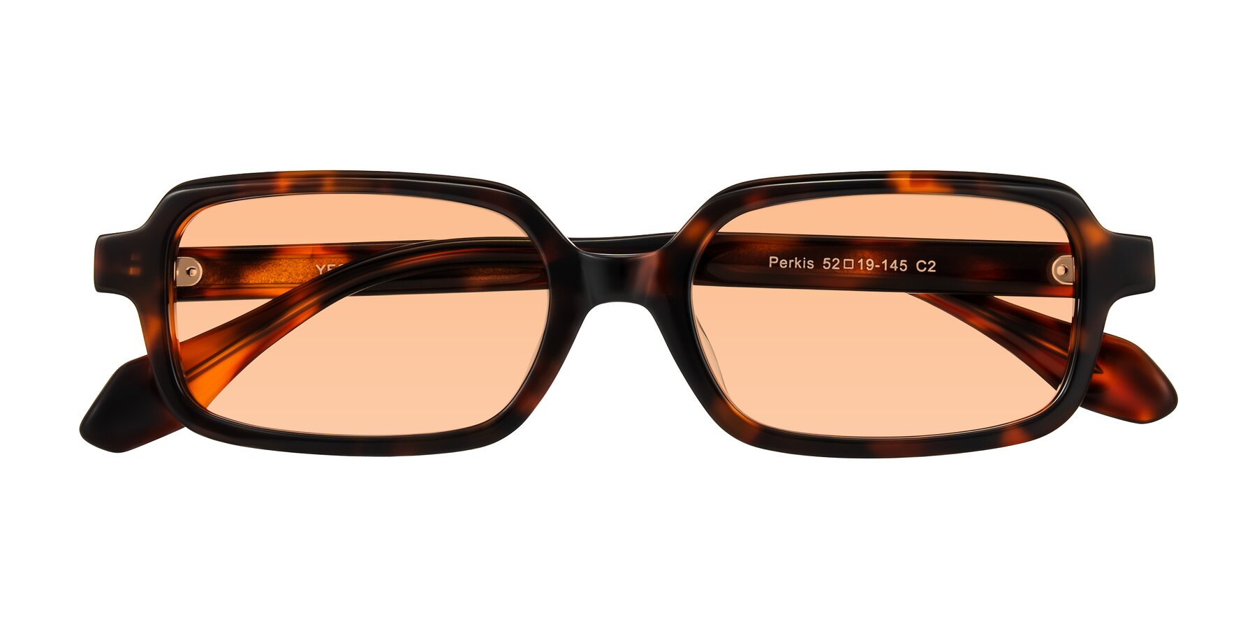 Folded Front of Perkis in Tortoise with Light Orange Tinted Lenses