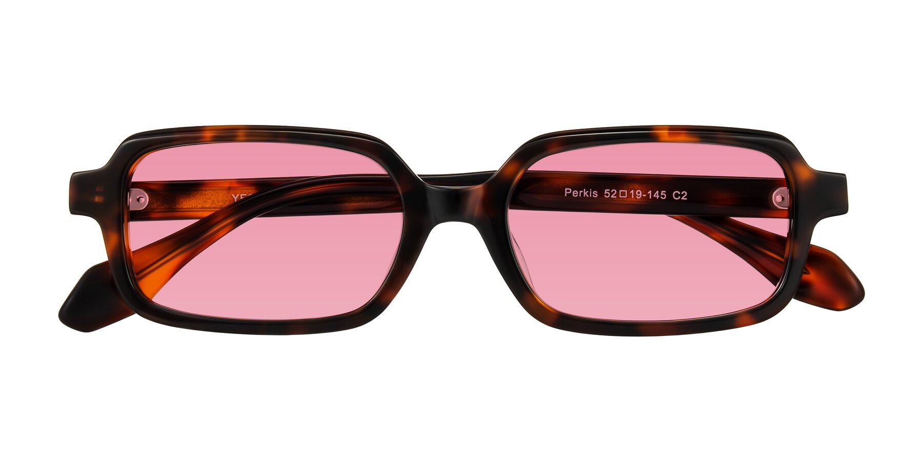 Folded Front of Perkis in Tortoise with Pink Tinted Lenses