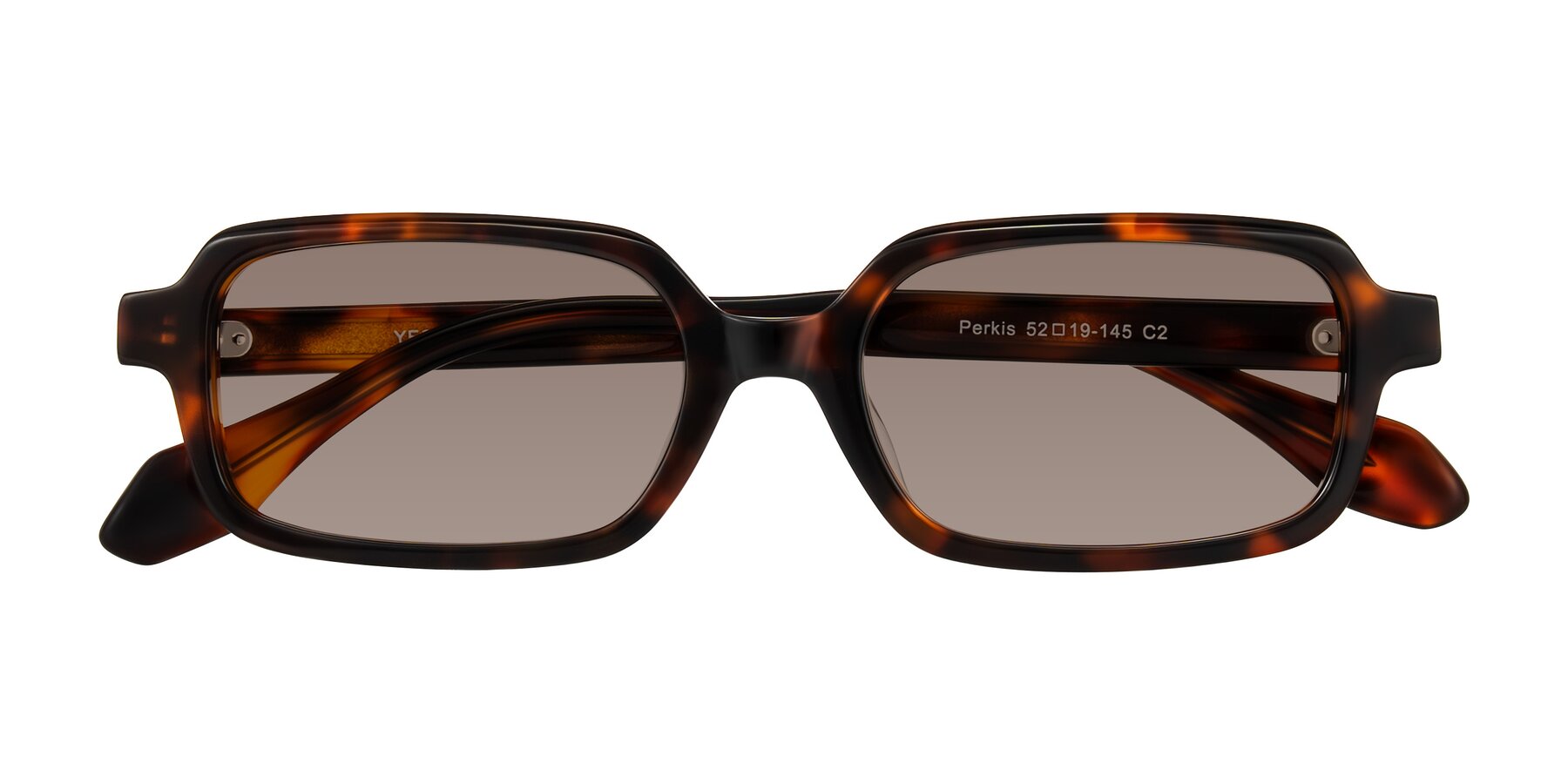 Folded Front of Perkis in Tortoise with Medium Brown Tinted Lenses