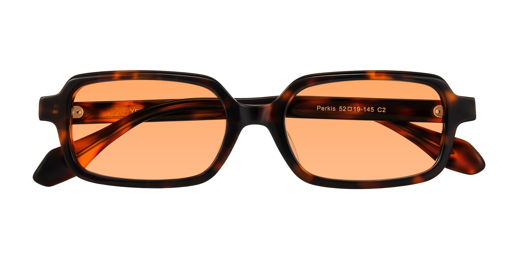 Folded Front of Perkis in Tortoise with Medium Orange Tinted Lenses