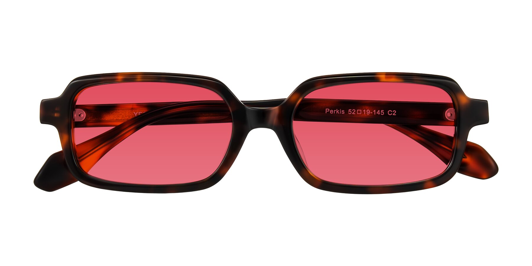 Folded Front of Perkis in Tortoise with Red Tinted Lenses