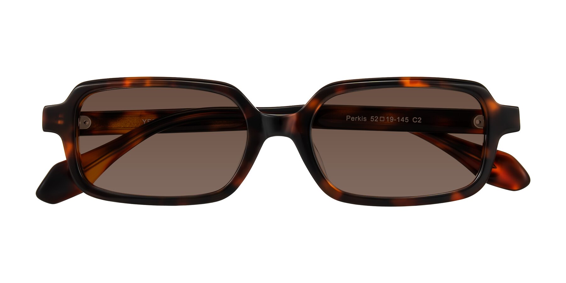 Folded Front of Perkis in Tortoise with Brown Tinted Lenses