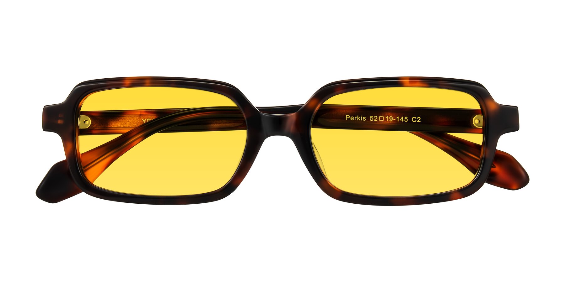 Folded Front of Perkis in Tortoise with Yellow Tinted Lenses