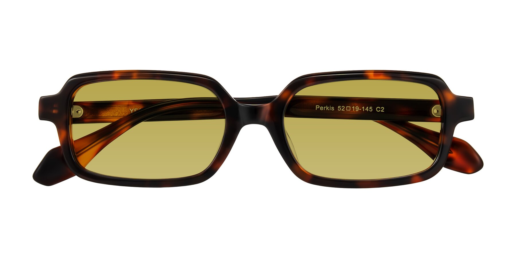 Folded Front of Perkis in Tortoise with Champagne Tinted Lenses