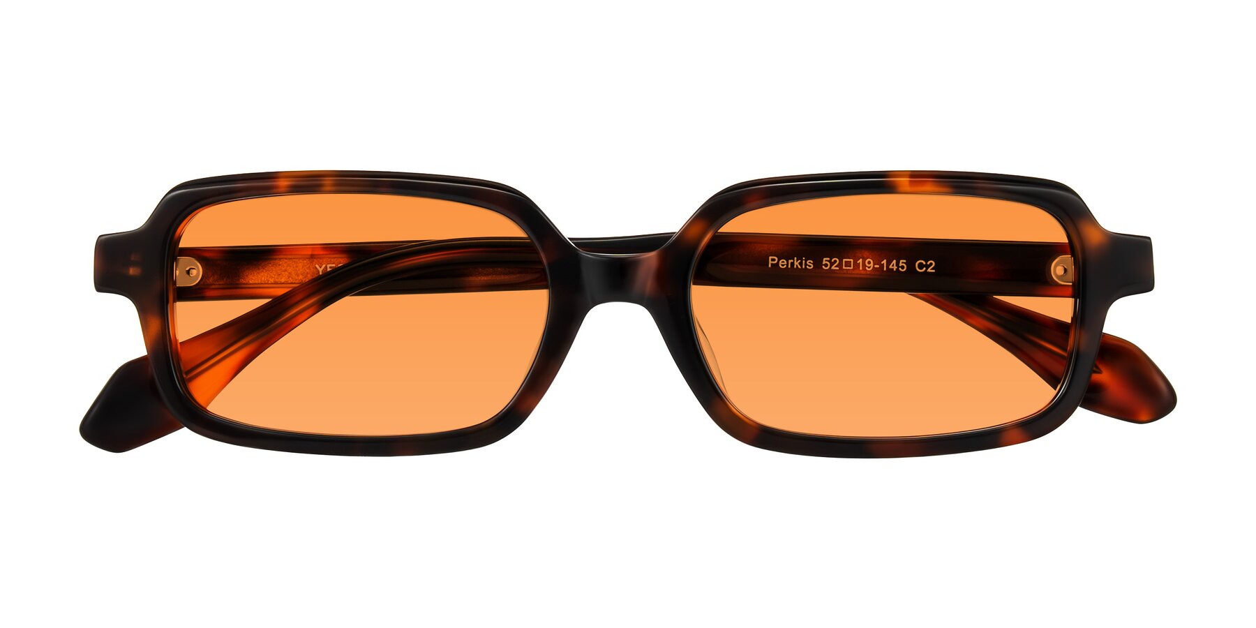 Folded Front of Perkis in Tortoise with Orange Tinted Lenses