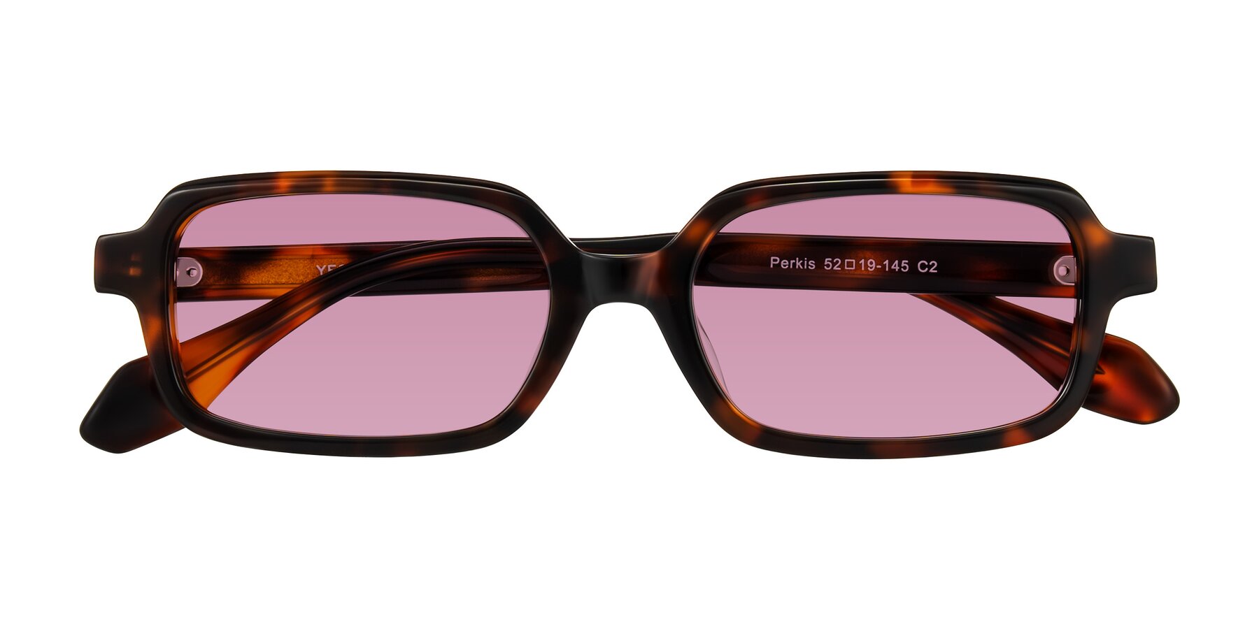 Folded Front of Perkis in Tortoise with Medium Wine Tinted Lenses