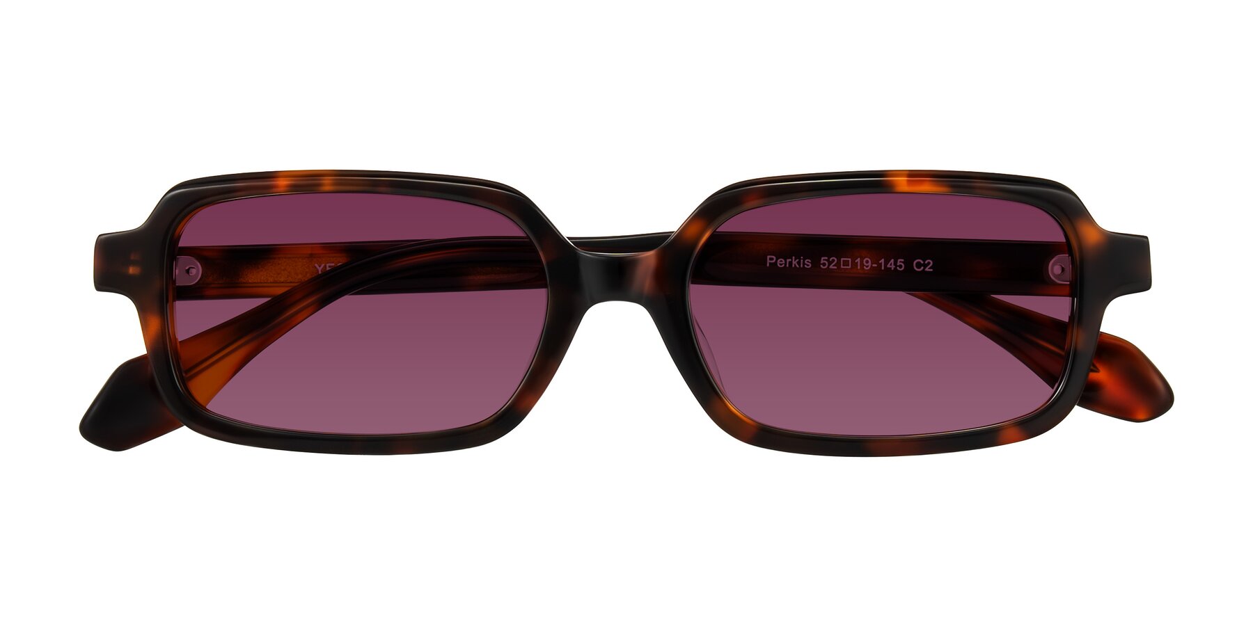 Folded Front of Perkis in Tortoise with Wine Tinted Lenses