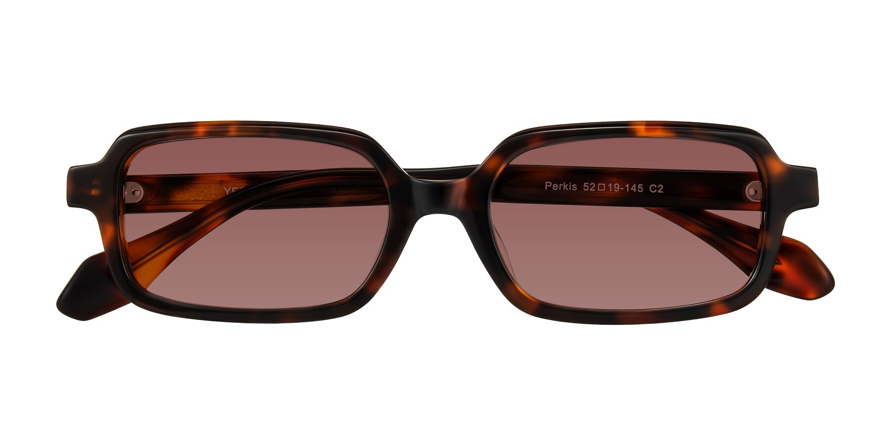 Folded Front of Perkis in Tortoise with Garnet Tinted Lenses