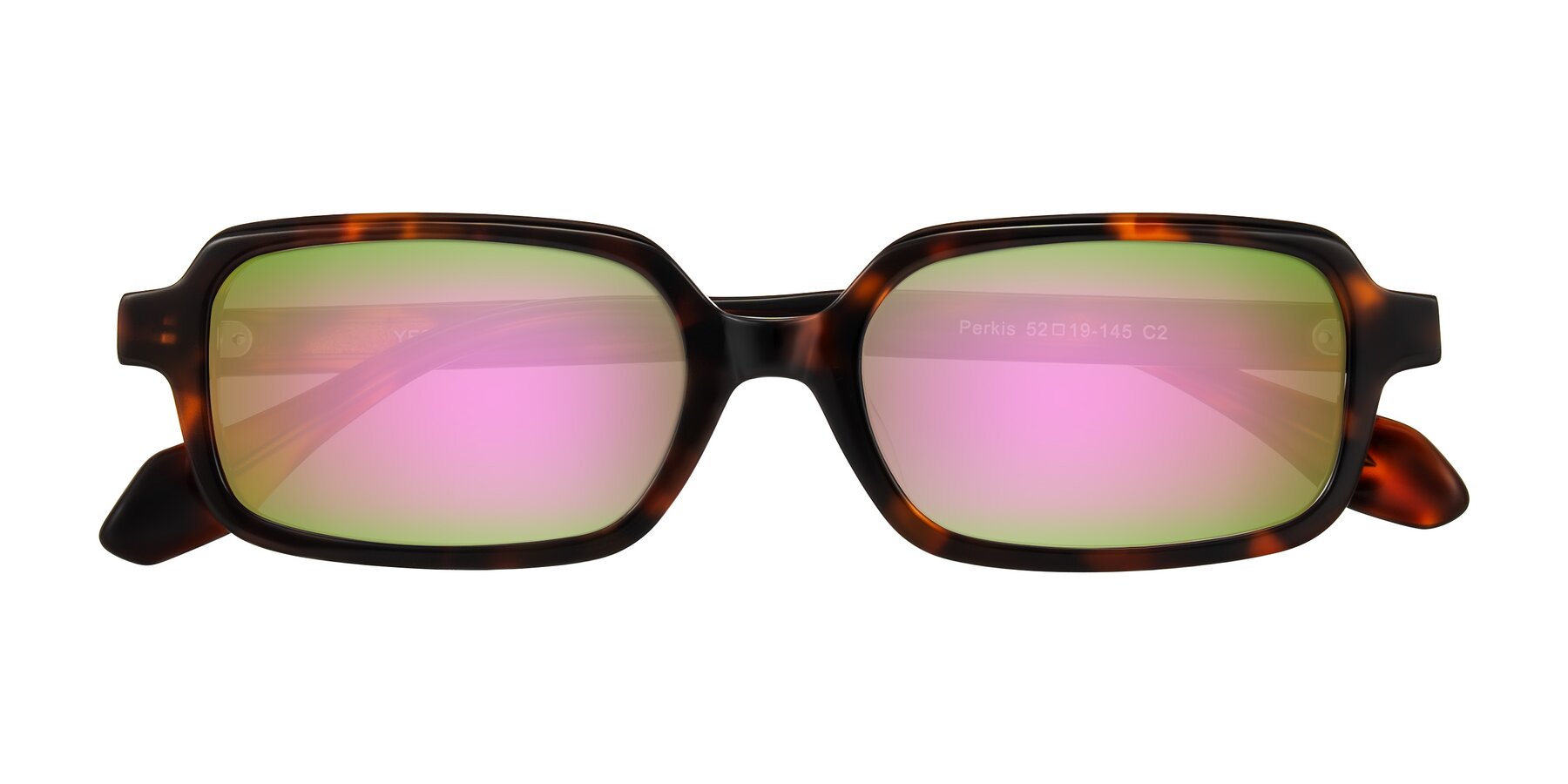 Folded Front of Perkis in Tortoise with Pink Mirrored Lenses