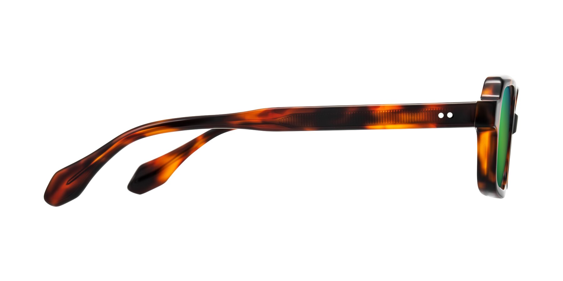Side of Perkis in Tortoise with Green Mirrored Lenses