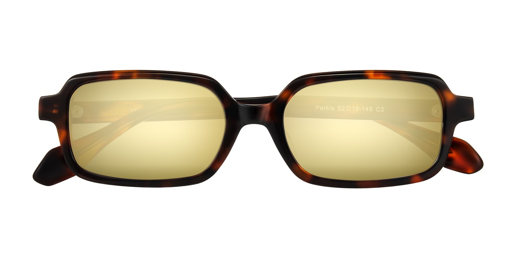 Folded Front of Perkis in Tortoise with Gold Mirrored Lenses