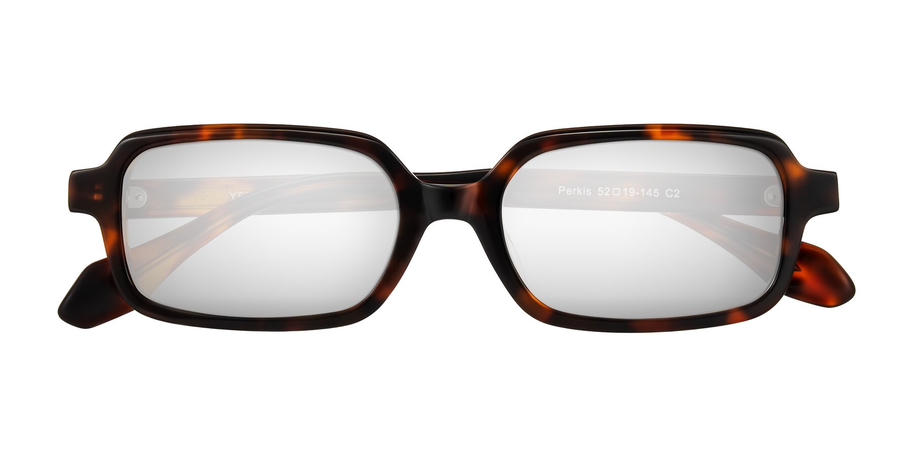 Folded Front of Perkis in Tortoise with Silver Mirrored Lenses