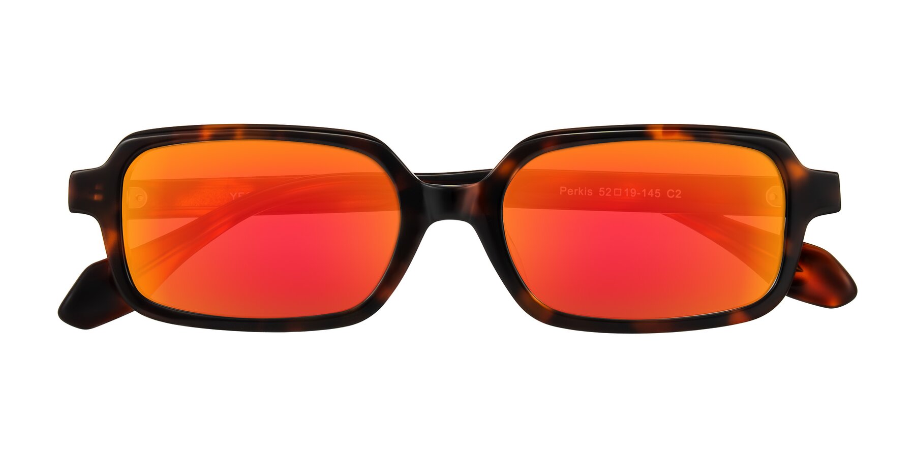Folded Front of Perkis in Tortoise with Red Gold Mirrored Lenses