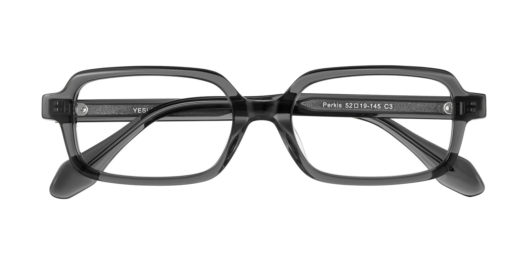 Folded Front of Perkis in Dark Gray with Clear Reading Eyeglass Lenses