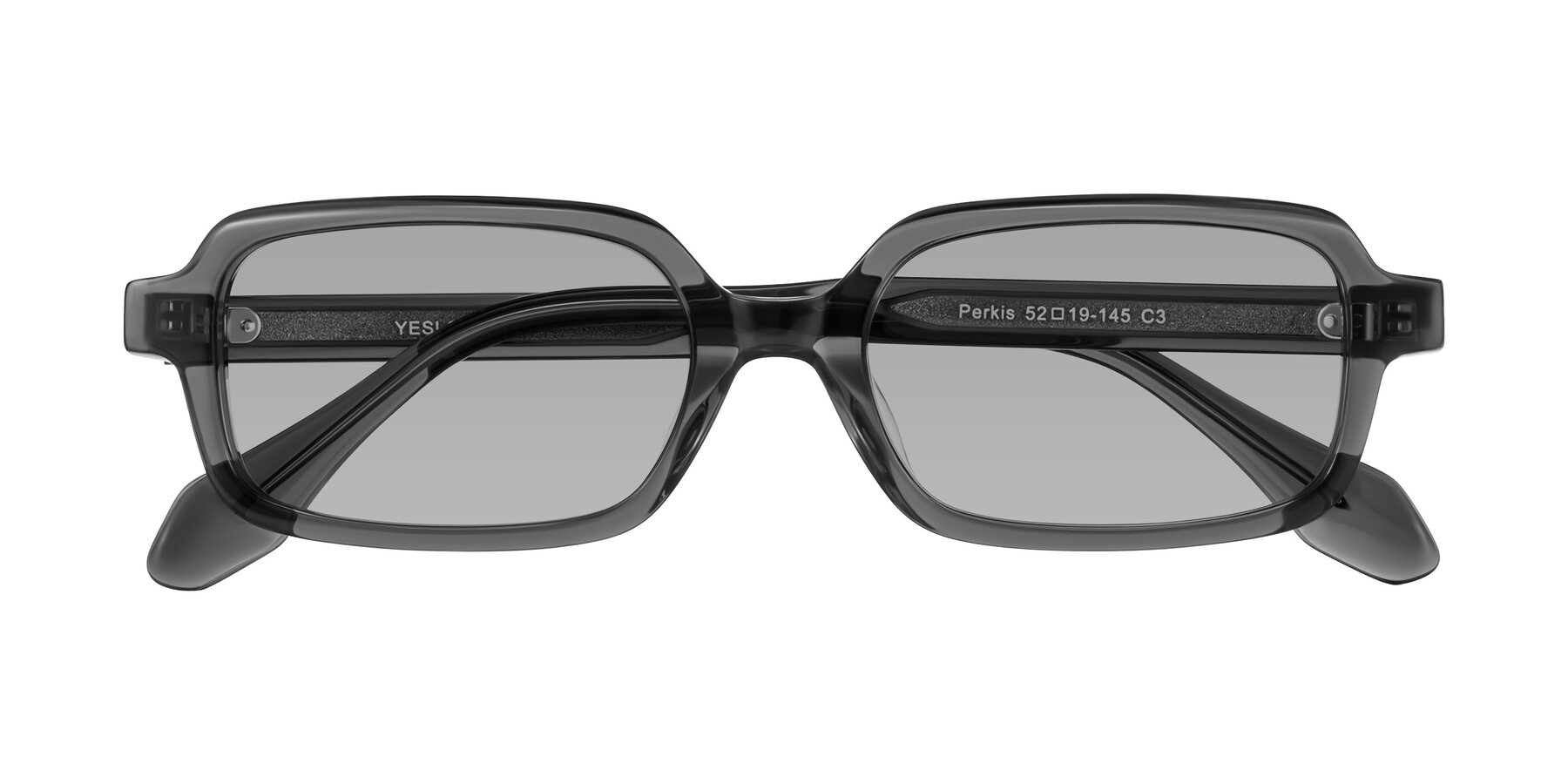 Folded Front of Perkis in Dark Gray with Light Gray Tinted Lenses