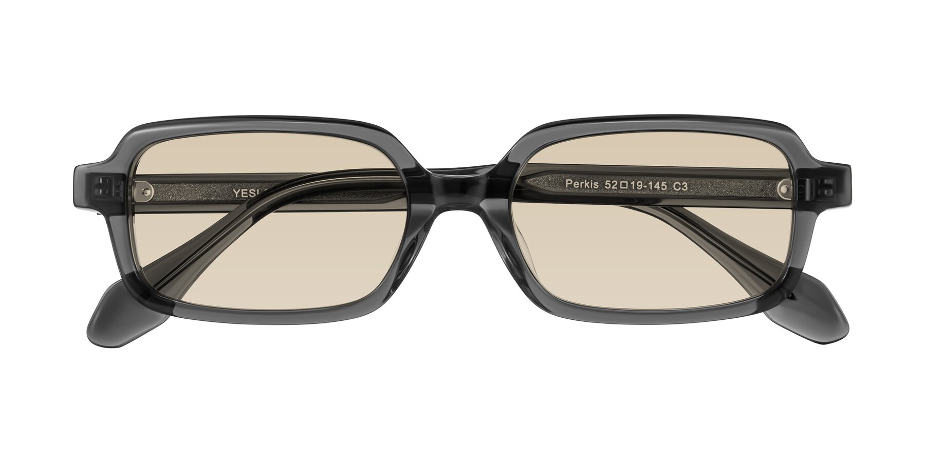 Folded Front of Perkis in Dark Gray with Light Brown Tinted Lenses