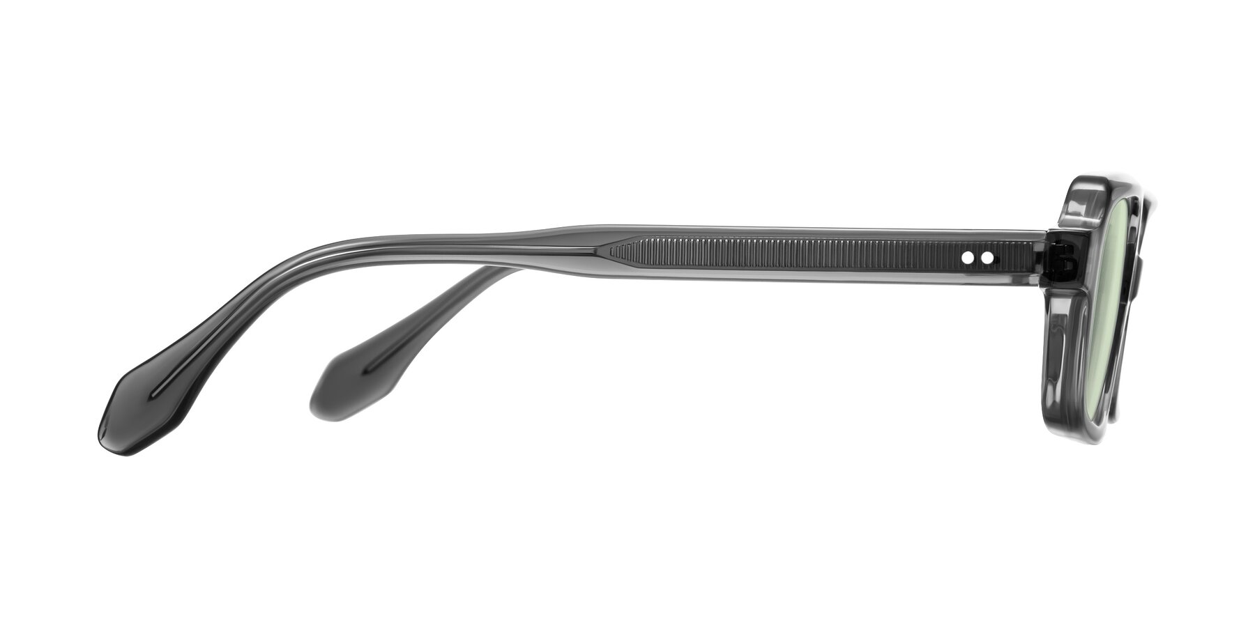 Side of Perkis in Dark Gray with Light Green Tinted Lenses
