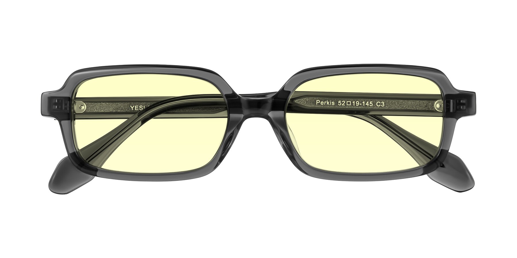 Folded Front of Perkis in Dark Gray with Light Yellow Tinted Lenses
