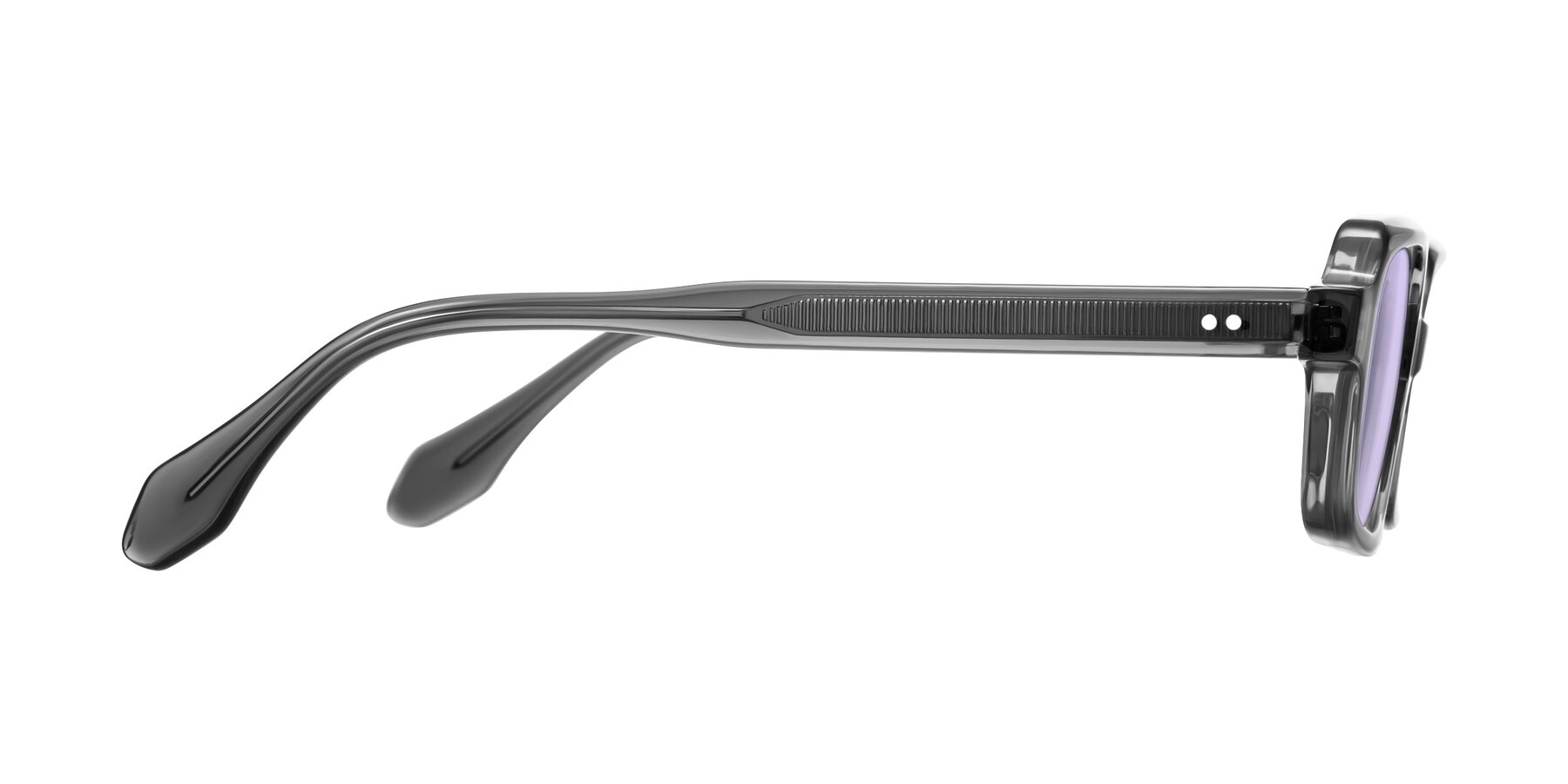 Side of Perkis in Dark Gray with Light Purple Tinted Lenses