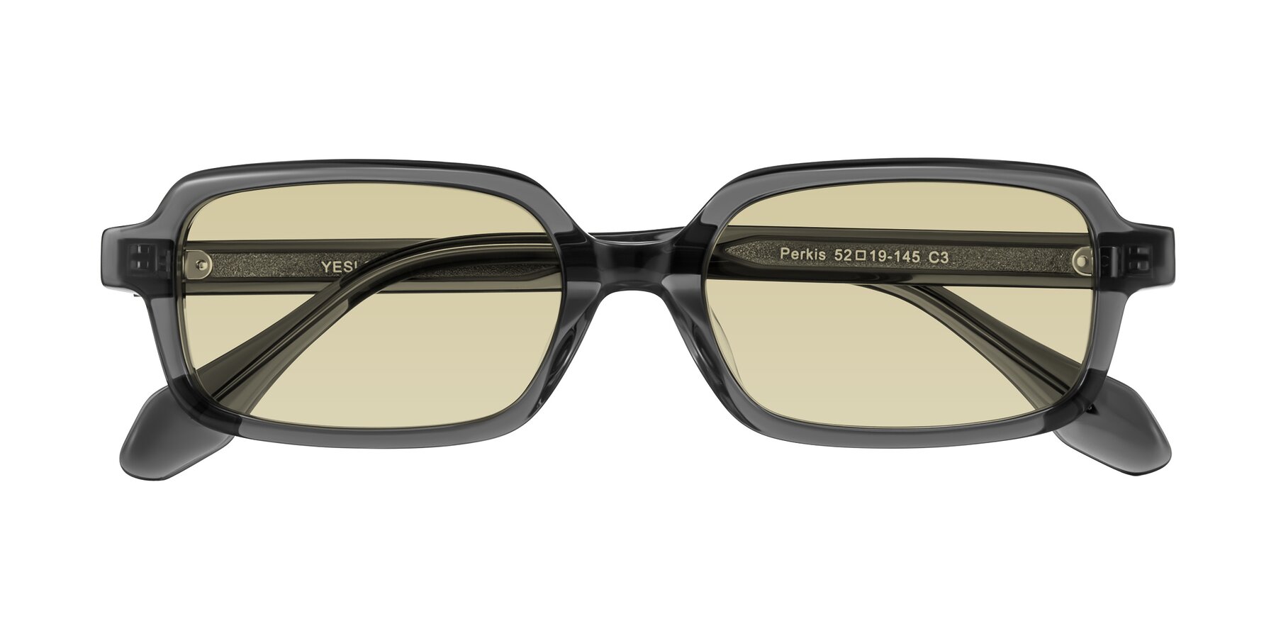 Folded Front of Perkis in Dark Gray with Light Champagne Tinted Lenses