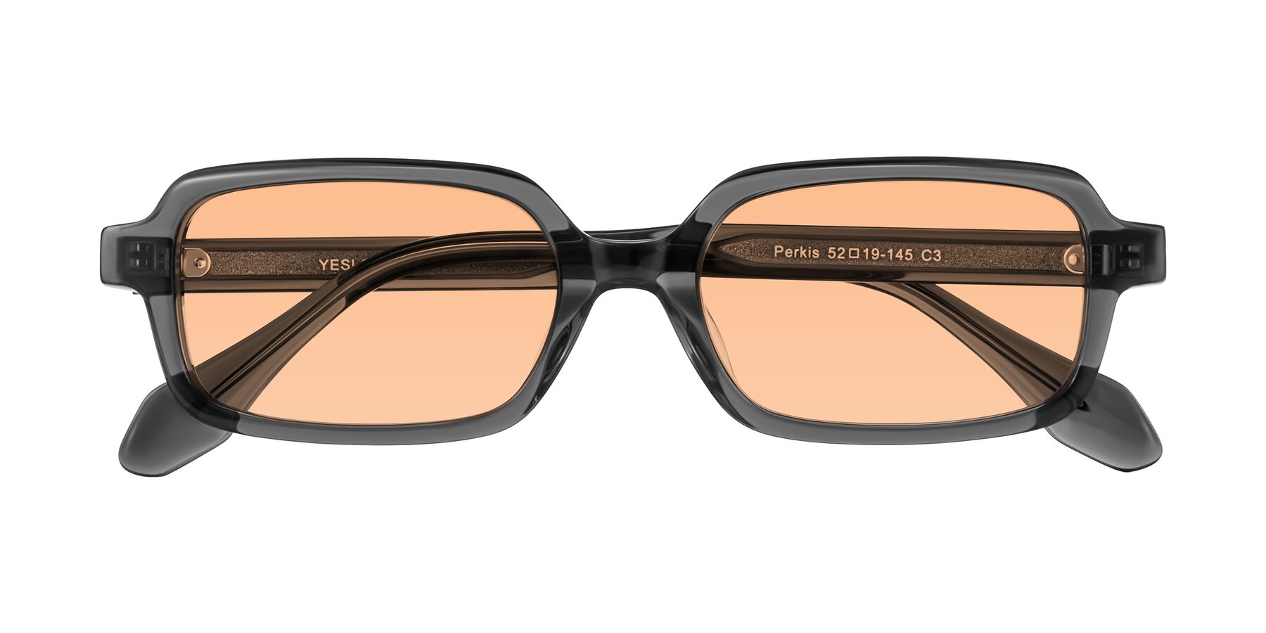 Folded Front of Perkis in Dark Gray with Light Orange Tinted Lenses