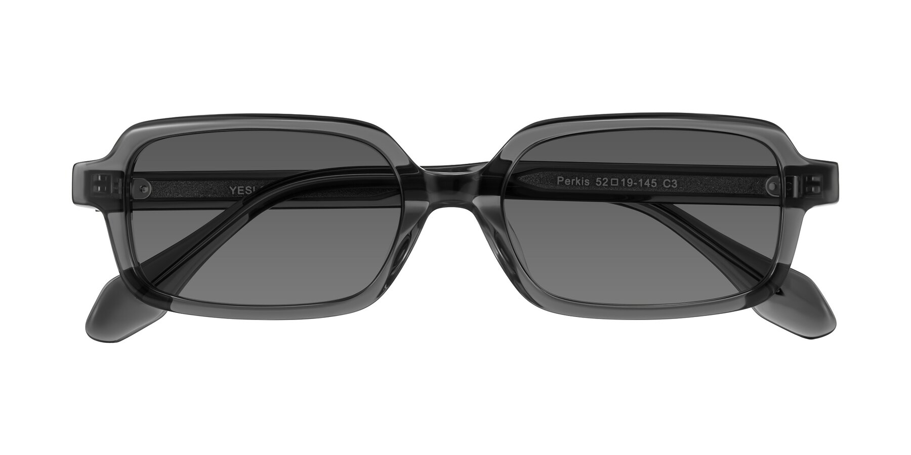 Folded Front of Perkis in Dark Gray with Medium Gray Tinted Lenses