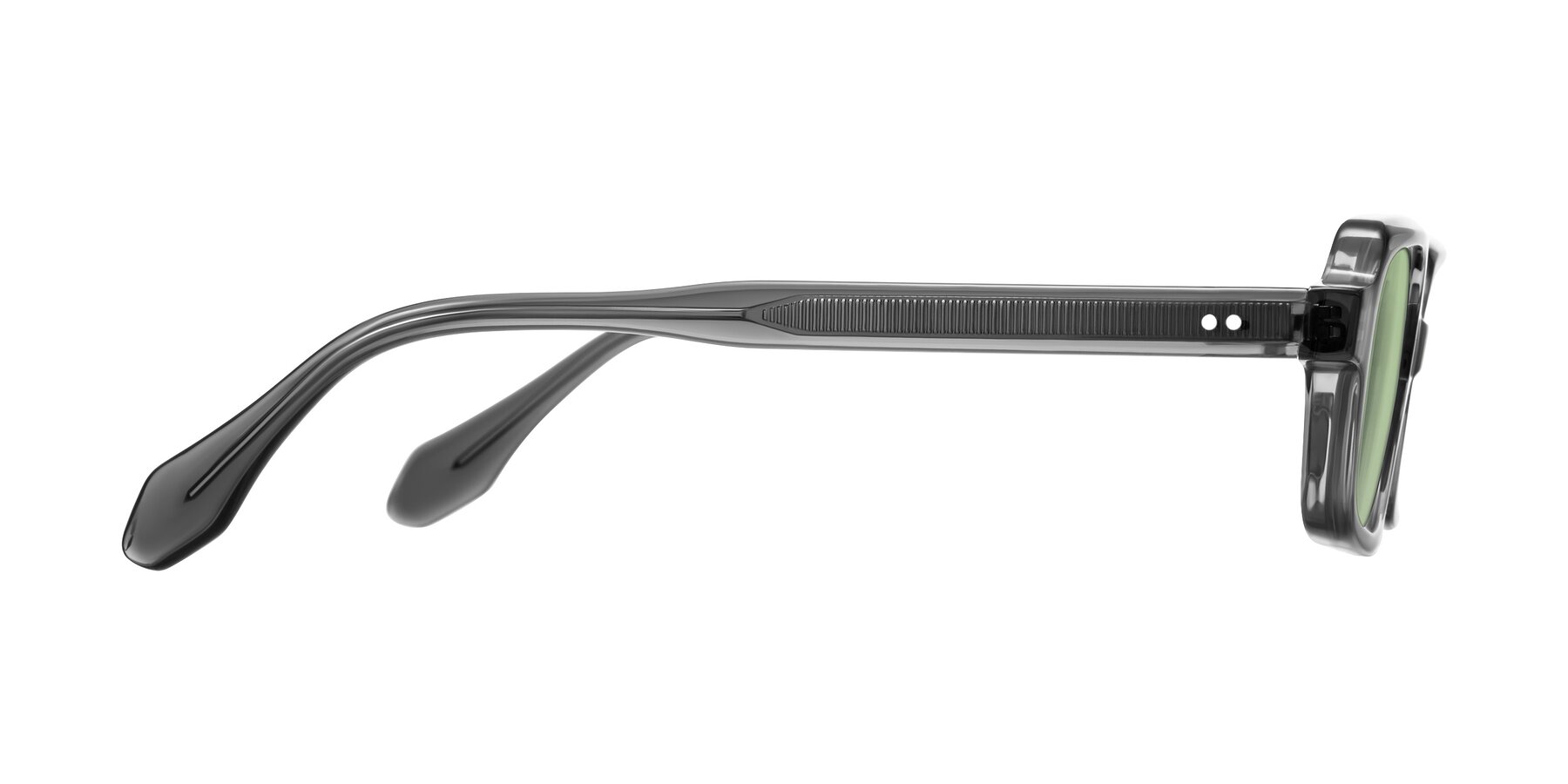 Side of Perkis in Dark Gray with Medium Green Tinted Lenses