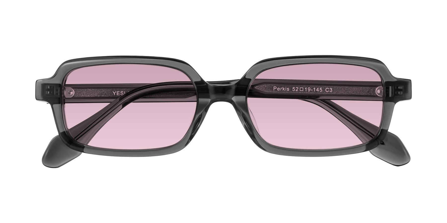Folded Front of Perkis in Dark Gray with Light Wine Tinted Lenses