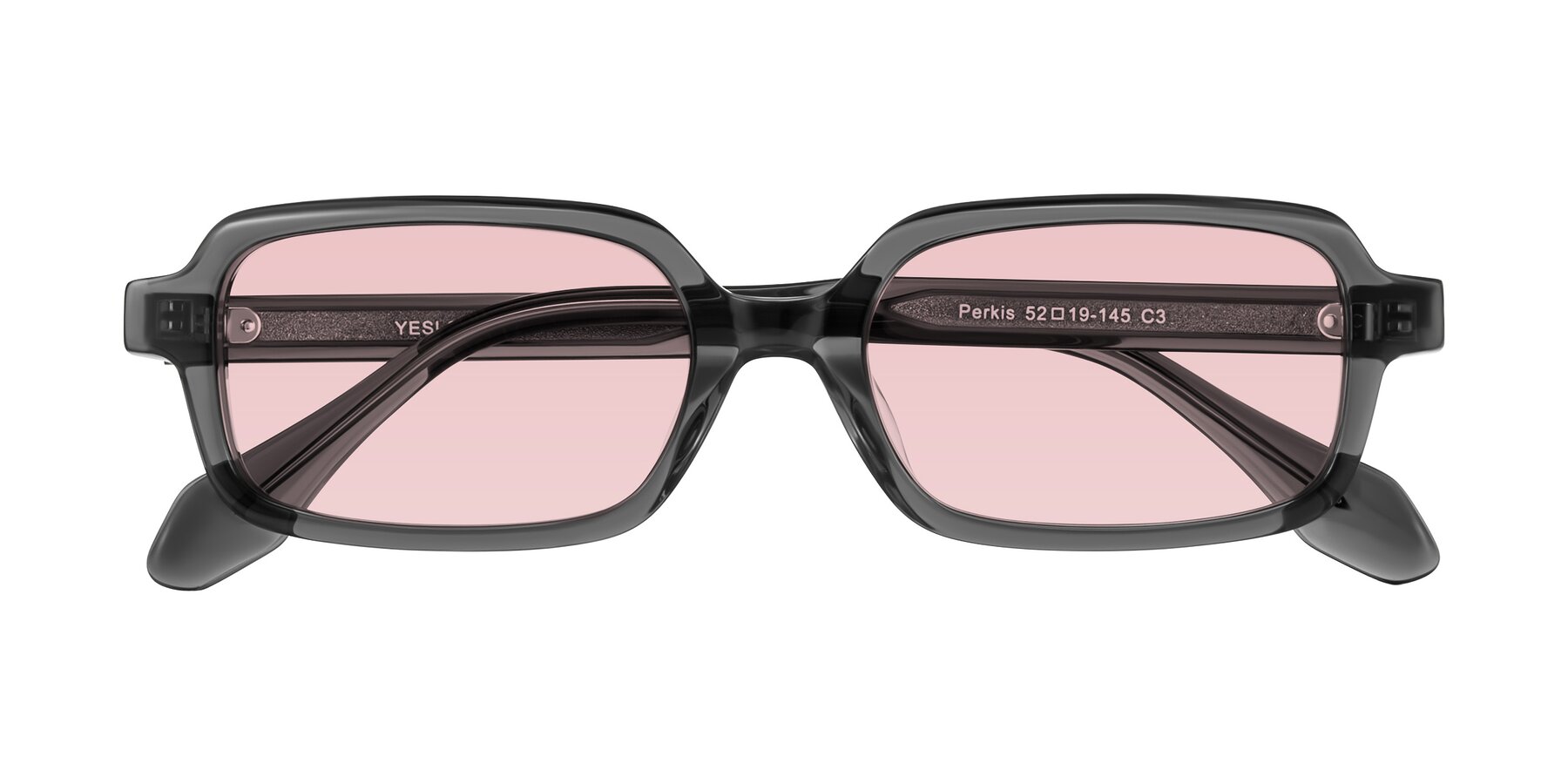 Folded Front of Perkis in Dark Gray with Light Garnet Tinted Lenses